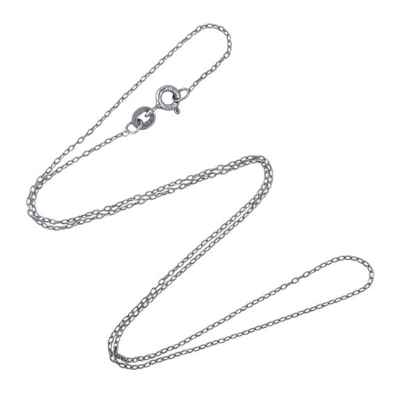 Estate Sterling Silver 925 0.8mm Cable Link Chain Necklace 16" - Picture 1 of 4